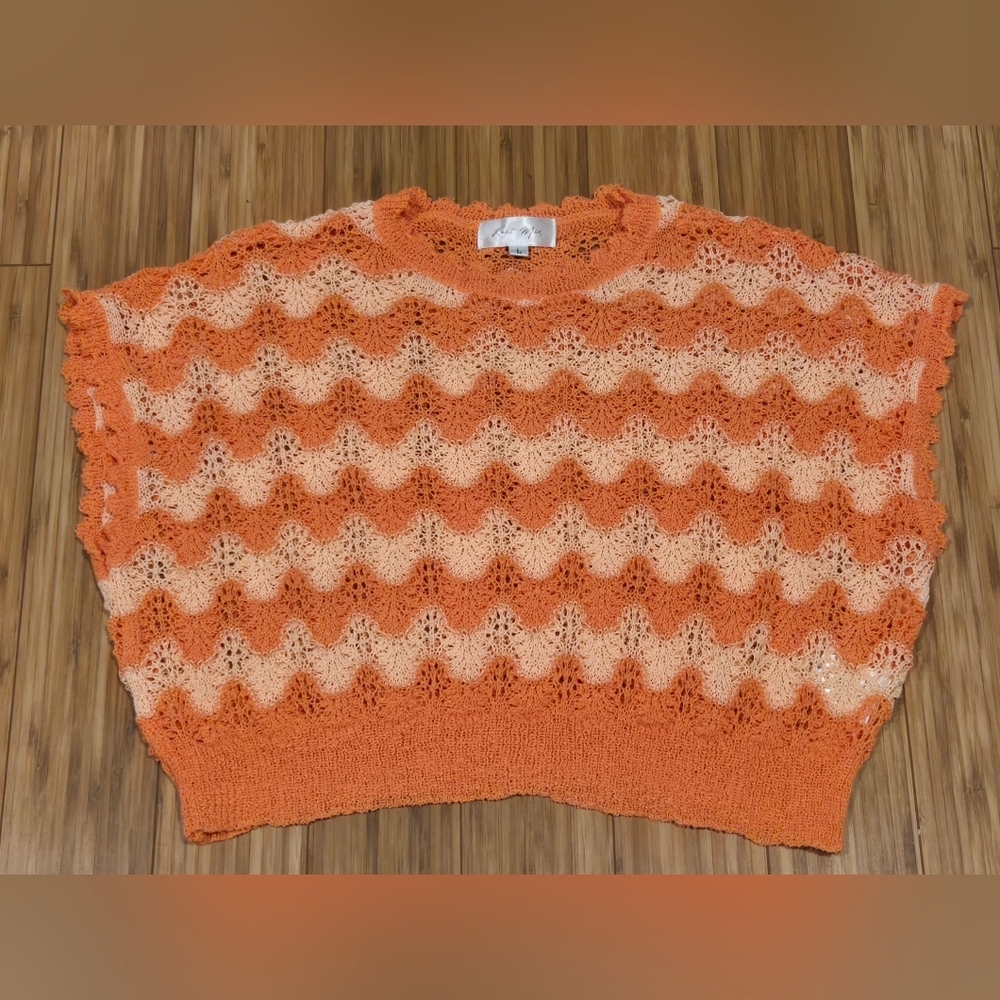 NWOT Knit Mix Orange and Cream Sweater